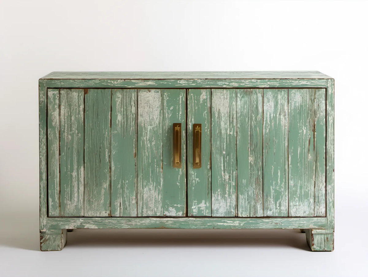 Zielony kredens z litego drewna mango 120 x 40 x 75 cm