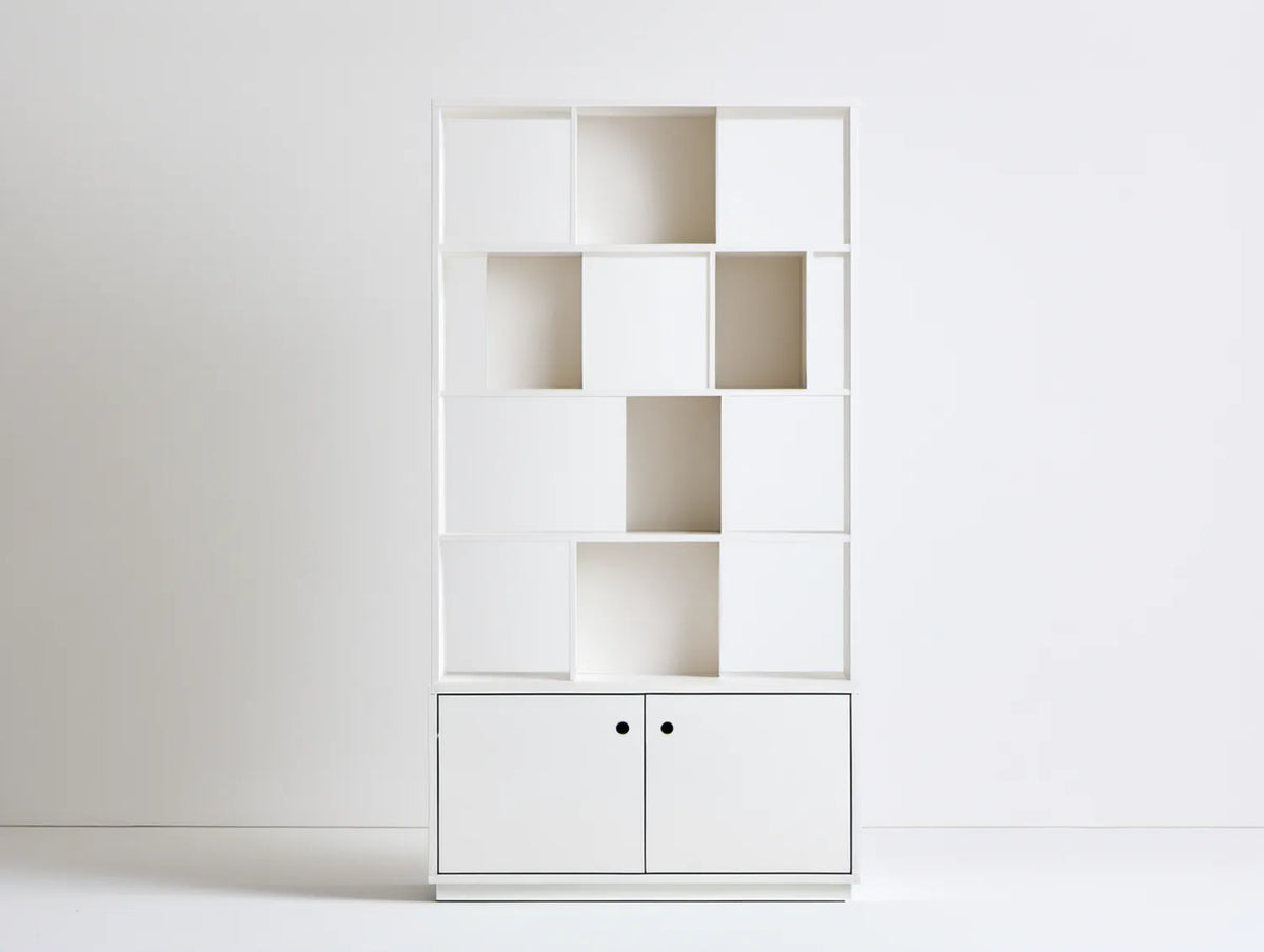 Biały regał biblioteczny z szafką, 100 x 35 x 200 cm