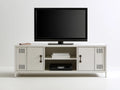 Biała szafka RTV z MDF 160 x 40 x 60 cm z wentylowanymi frontami