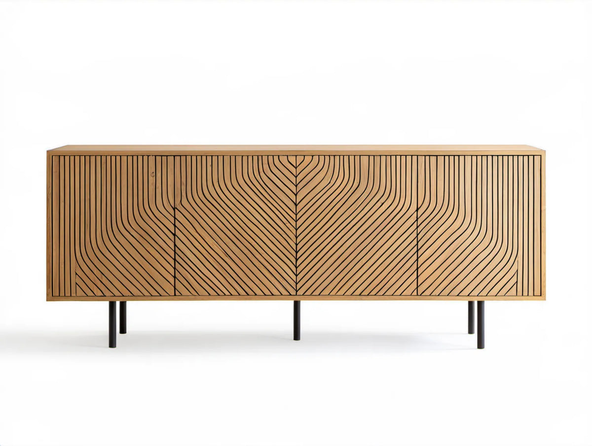 Kredens z litego drewna mango 180 x 40 x 75 cm Naturalny brąz/Czarny