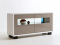Dwudrzwiowy mebel taupe z MDF i szkła hartowanego, 160 × 45 × 90 cm