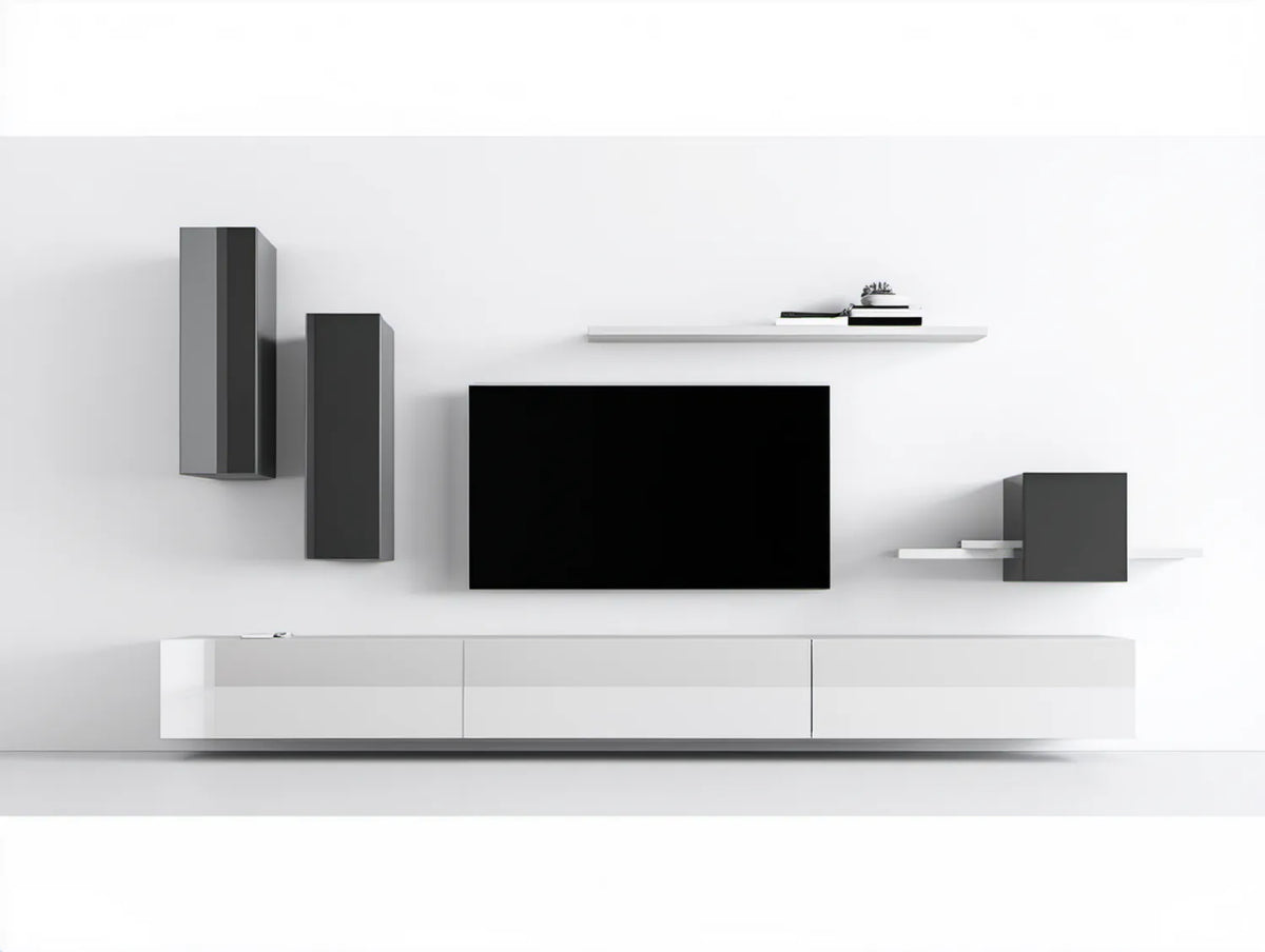 Zestaw mebli RTV Biały/Antracytowy, 180 x 200 x 40 cm