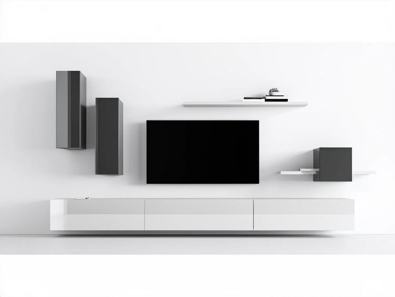Zestaw mebli RTV Biały/Antracytowy, 180 x 200 x 40 cm